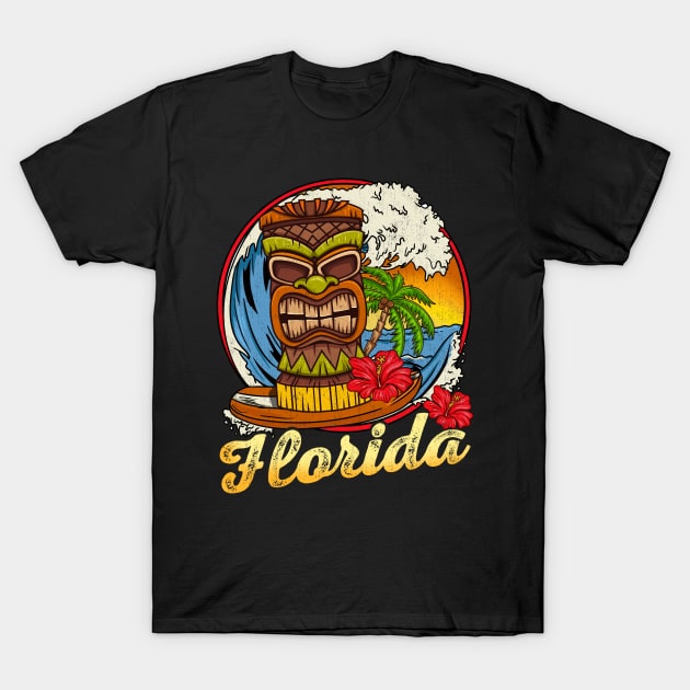 Florida Surfing Surfer Surf Hawaii Style Retro Vintage T-Shirt by KAWAIITEE